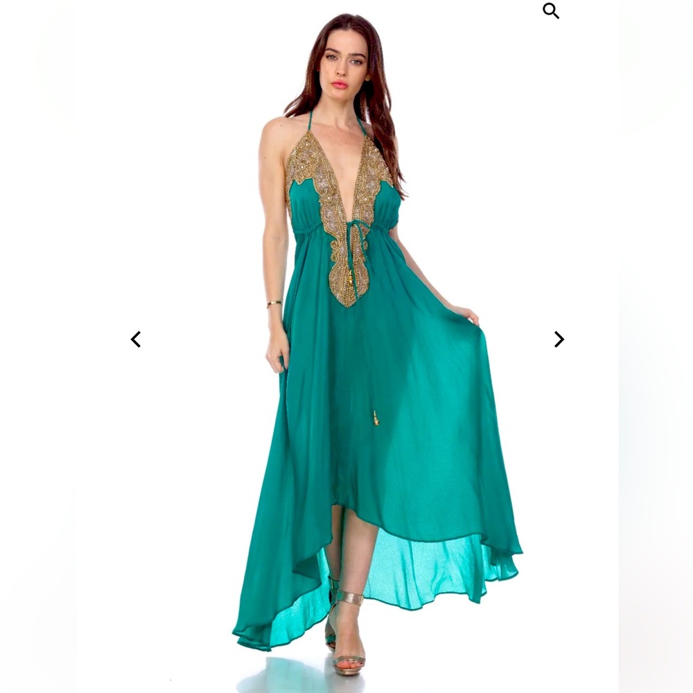 Manish Vaid Emerald Green Embellished Dress